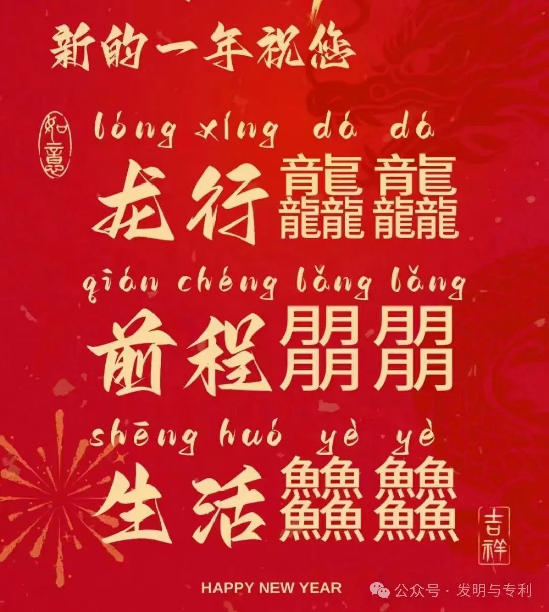 祝各位朋友龙年吉祥,阖家欢乐!发明与专利给您拜年了