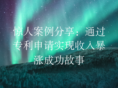 惊人案例分享:通过专利申请实现收入暴涨成功故事